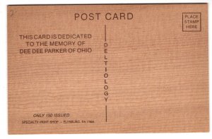 Wooden, National Postcard Week 1986,  Sunbury, Pennsylvania, Deltiology