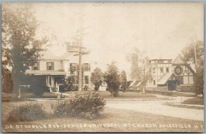 DOLGEVILLE NY DR.STROBEL'S RESIDENCE & CHURCH ANTIQUE REAL PHOTO POSTCARD RPPC