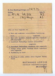 289975 EAST GERMANY 1972 Buchhaus Leipzig Postage meter postal card