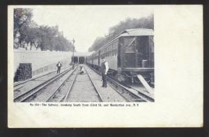 MANHATTAN AVENUE NEW YORK SUBWAY RAILROAD TRAIN VINTAGE POSTCARD N.Y