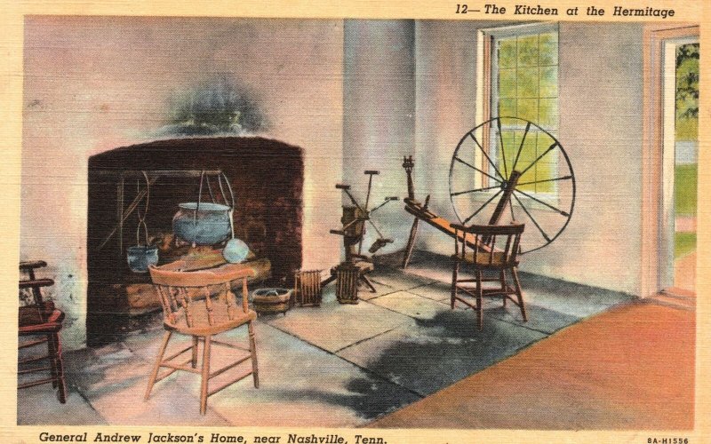 Vintage Postcard 1930's Kitchen at Hermitage General Jackson's Home Nashville TN