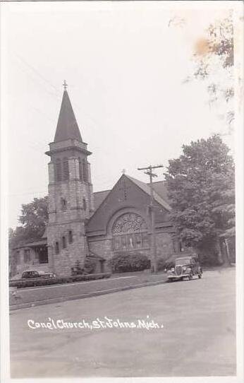 Michigan St Johns Church Real Photo RPPC