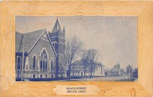 E17/ Bryan Ohio Postcard 1909 Williams County Beach Street Church School 6