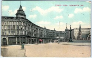 c1910s Indianapolis, IN English Motel Downtown Square Old World Postcard A102