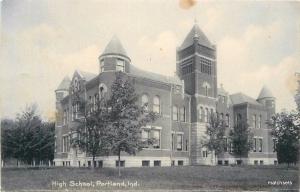 1907 High School Portland Indiana Mall postcard Rotograph postcard 4408