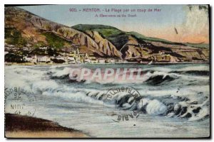 Old Postcard Menton The Beach by a coup de Mer