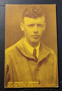 Mint Aviation Pilot Portrait Postcard Captain Charles A Lindbergh Transatlantic