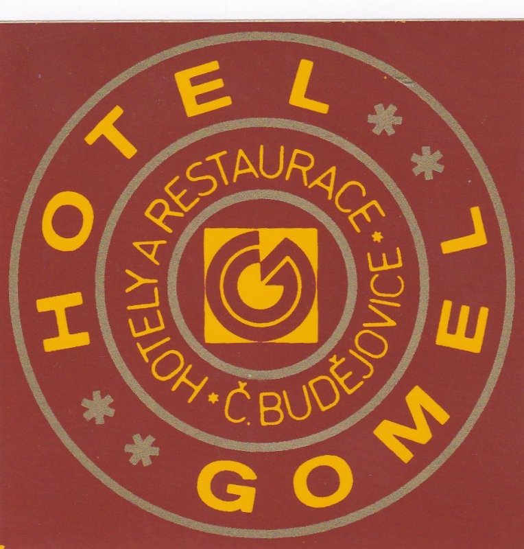 Czechoslovakia Gudejovice Hotel Gomel Vintage Luggage Label sk3345