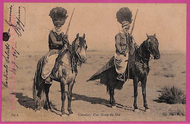 ag3942 - TUNISIA - VINTAGE POSTCARD - 1907 - Riders of the southern gourmand-