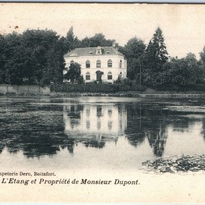 c1900s Boitsfort, Belgium House Pond of Mr. Dupont Collotype Photo UDB PC A151