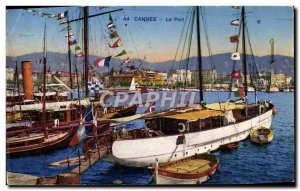 Old Postcard Cannes Boat Harbor