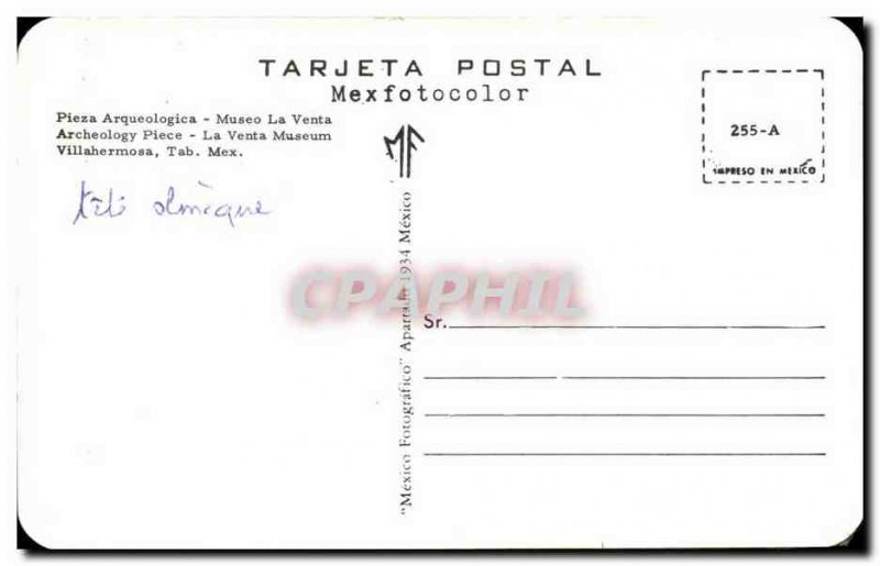 Mexico mexico Old Postcard Pieza arquelogica Museo La Venta in Villahermosa O...