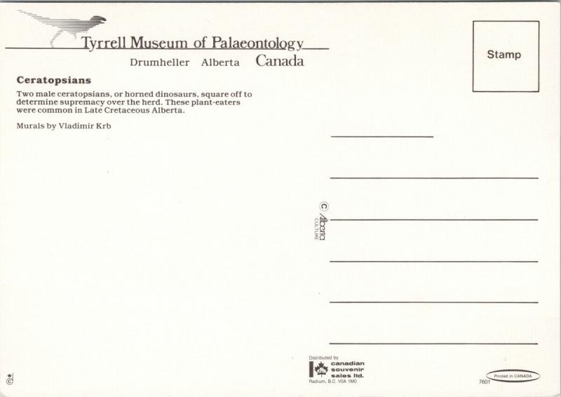 Ceratopsians Tyrrell Museum Drumheller Alberta AB Dinosaur Krb Art Postcard D56