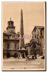 Postcard Ancient Arles Bouches du Rhone Cathedrale St. Trophime Roman Obelisk