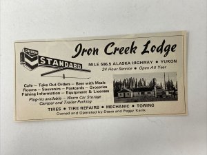 1969 Yukon Territory Iron Creek Lodge Print Ad ALCAN Roadside Gas Station Photo