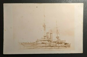 Vintage US Military Ship Atlantic Fleet 1907 Real Photo Postcard RPPC