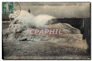 Postcard Old Brest La Jetee one day Tempete