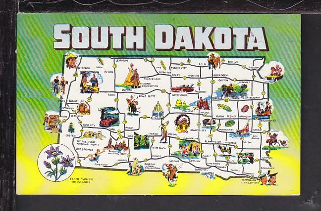 Map South Dakota Postcard 
