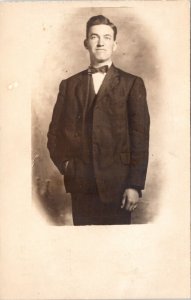 RPPC Proud Young Man, Iren Baker 1124 11th Ave N Des Moines Real Photo Postcard