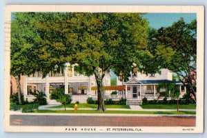 St Petersburg Florida Postcard Park House Building Exterior Trees 1940 Vintage