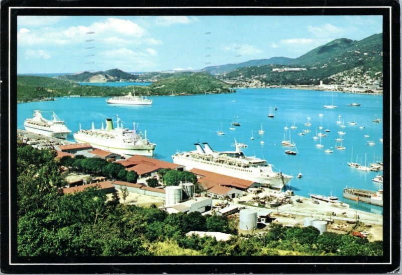 postcard  U.S. Virgin Islands - Cruise Ships at St. Thomas