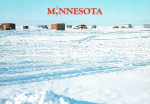 CONTINENTAL SIZE POSTCARD MINNESOTA FISH HOUSES