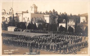 J43/ San Diego California Postcard RPPC c1910 Naval Trianing Station Parade  93