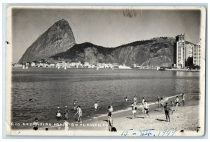 1949 Rio De Janeiro Flamengo Beach Brazil RPPC Photo Vintage Postcard