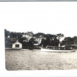 UDB c1900s Bygone Era Steamboat Lake Travel RPPC Trolley Steamer Ship Photo A142