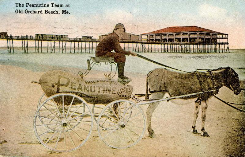 ME - Old Orchard Beach. The Peanutine Team ***RARE*** Advertising on the Beach