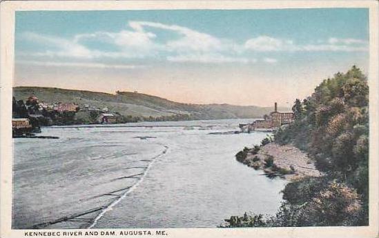 Maine Augusta Kennebec River And Dam