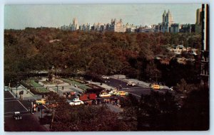 c1960 Central Park New York NY Postcard Looking North Plaza Skyscrapers Rim Park