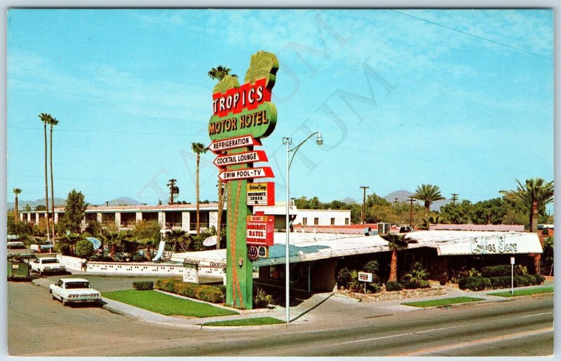 c1960s Phoenix, AZ Tropics Motor Hotel AAA Sign Agfachrome Photo Bob Petley A205