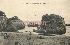 Old Postcard Biarritz Great Beach Rocks