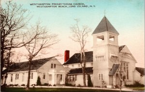 Tinted Postcard Westhampton Presbyterian Church in Long Island, New York~137620