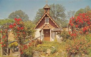 Rough & Ready California~Little Wedding Chapel~Red Flower Bowers~1960s Postcard