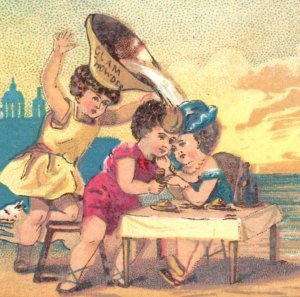1880s Victorian Trade Cards Beach Scenes Children Comical Set Of 4 F44