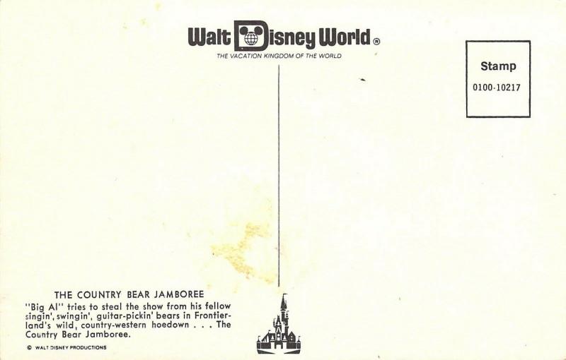 Walt Disney World 0100-10217 Country Bear Jamboree,  Vintage Postcard