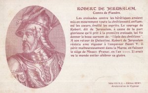 Robert De Jerusalem II Count of Flanders Antique History Postcard