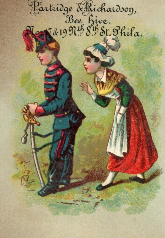 Patridge & Richardson Bee Hive Philadelphia Soldier Victorian Trade Card P49 