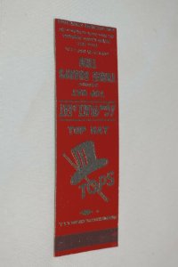 Top Hat Grand Island Nebraska Advertising 20 Strike Matchbook Cover