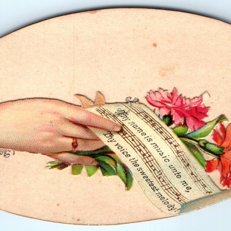 c1880s Nelson Stary Hand Calling Card Sheet Music Oval Trade Visit Die Cut C3