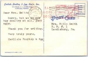 1966 Carlisle, PA Egg Poultry Business Advertising Memo PC Warehouse Plant A331