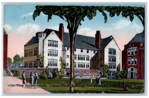 New London Connecticut Postcard Science Hall Connecticut College For Women 1918