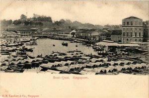 PC CPA SINGAPORE, BOAT QUAY, VINTAGE POSTCARD (b4248)