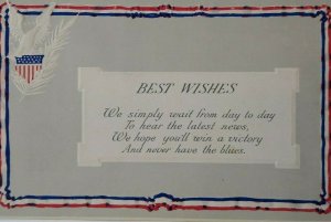 Patriotic Red White Blue US Eagle Flag Best Wishes Postcard Liberty Series 224