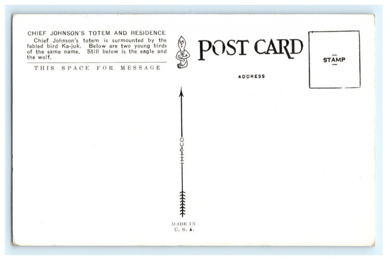 Chief Johnson's Totem Residence Ketchikan AK Alaska Postcard (EL5)