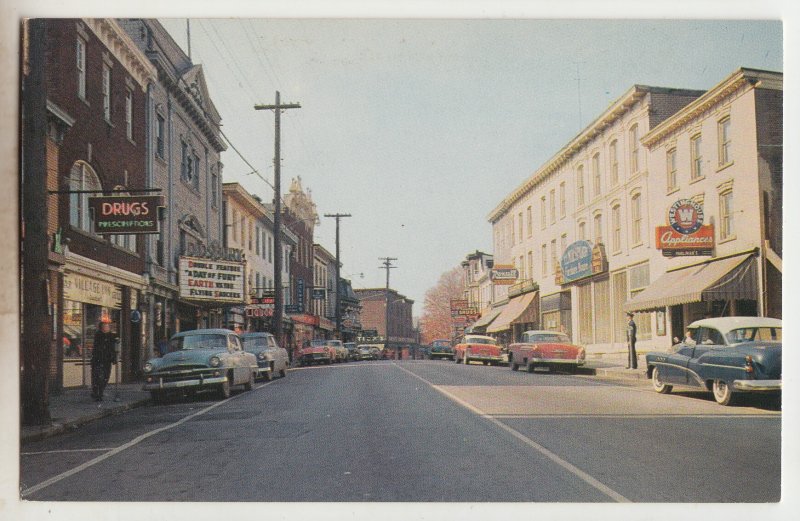 P2792, vintage postcard many old cars store signs etc main st view walden ny