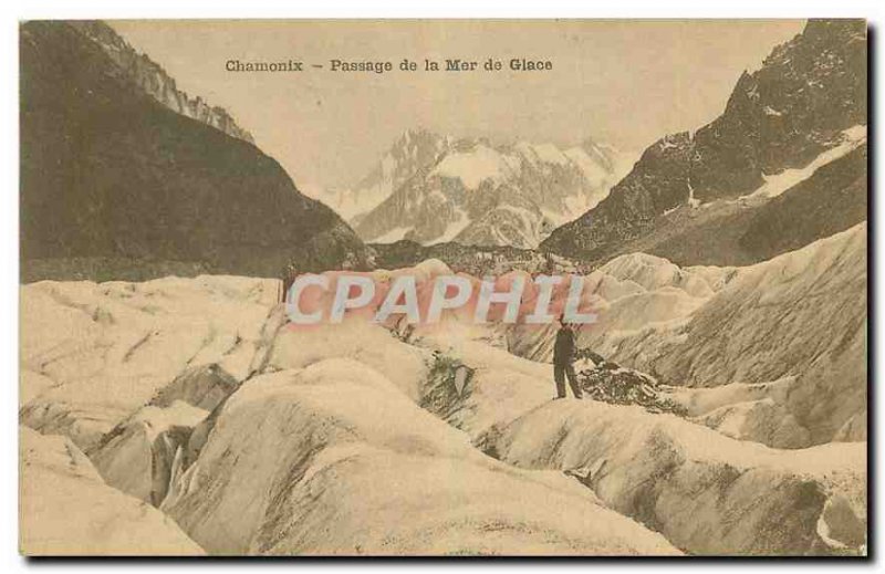 Old Postcard Chamonix Passage of the Mer de Glace