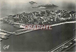 Postcard Modern Britain Aerial view of Saint Malo and Islands Petit and Grand...